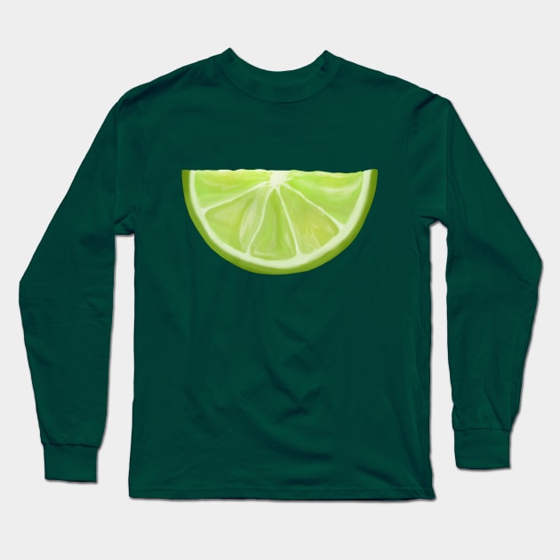 Green Watercolor Juicy Lime Slice Long Sleeve T-Shirt by Art by Deborah Camp